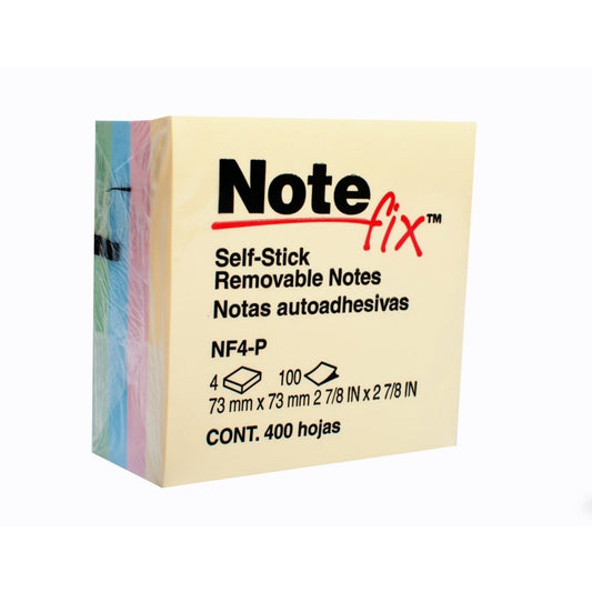 Notas adhesivas Note Fix 3M 3x3 en 4 colores pastel, paquete de 400 hojas