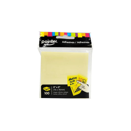 Notas adhesivas Pointer 3x3 amarillo pastel, bloque de 100 hojas en empaque