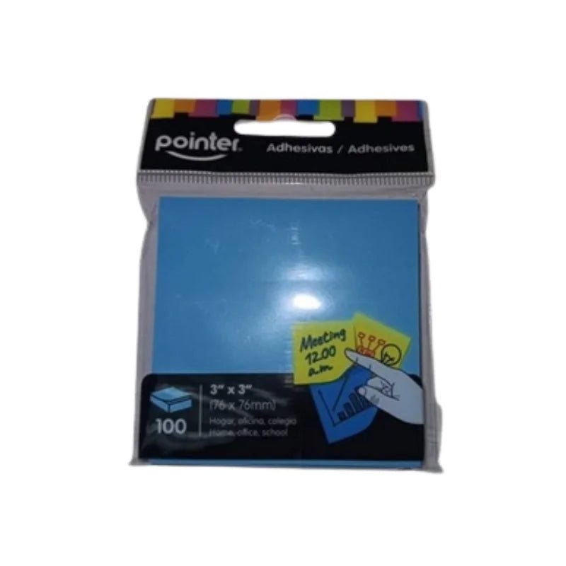 Bloc de notas adhesivas Pointer 3x3 en color azul pastel con 100 hojas. Officemate