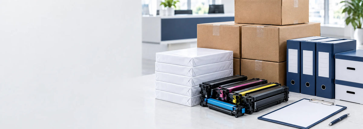 Suministros de oficina por volumen para empresas en República Dominicana: papel, tóner y archivadores