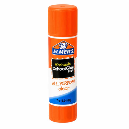 Pegamento en barra escolar ELMER'S de 7g, vista frontal del producto. Disponible en Officemate República Dominicana.