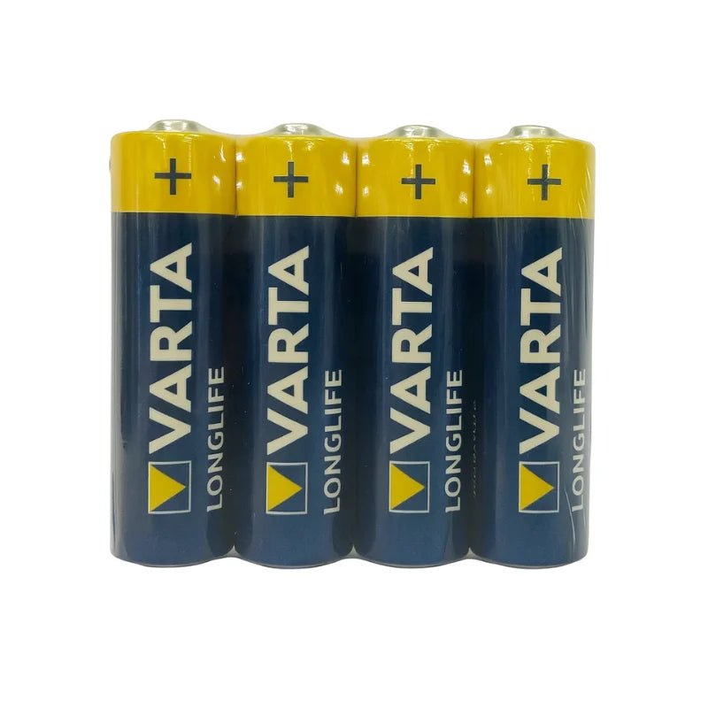 Pilas AA Varta Longlife 1.5V pack de 4 unidades en empaque original, Officemate.