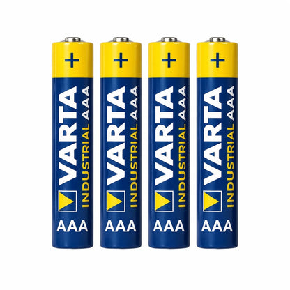 Pilas AAA Varta Longlife 1.5V, pack de 4 unidades, en su empaque original. Disponible en Officemate República Dominicana.