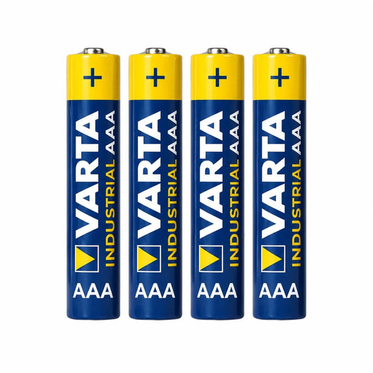 Pilas AAA Varta Longlife 1.5V, pack de 4 unidades, en su empaque original. Disponible en Officemate República Dominicana.