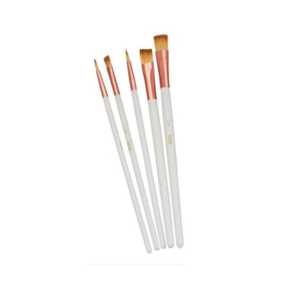 Set de Pinceles Blancos 5/1 de Pointer con cerdas de Taklon y mangos ergonómicos, ideal para diversas técnicas de pintura. Oficemate