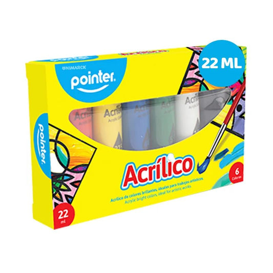 Set de pintura acrílica de 6 colores x 22 ml - Pointer - Officemate