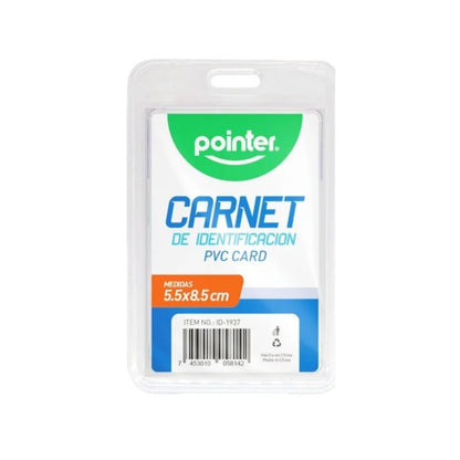 Porta carnet plástico transparente Pointer 5.5 x 8.5 cm para credenciales de identificación en Officemate