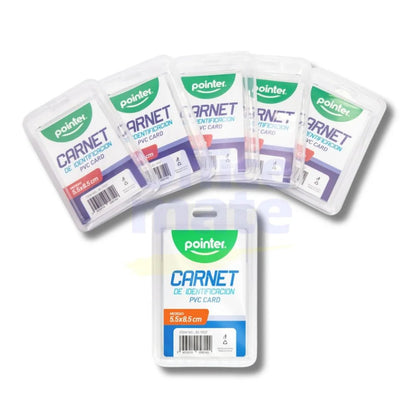 Porta carnet plástico transparente Pointer 5.5 x 8.5 cm para credenciales de identificación en Officemate