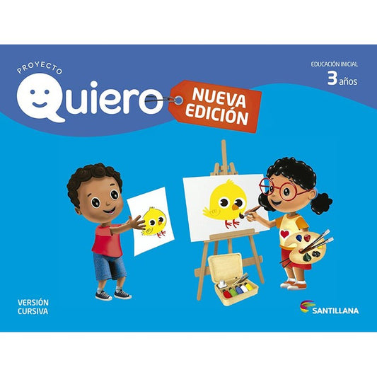 Libro Quiero 3 años versión cursiva de Santillana, portada nueva edición