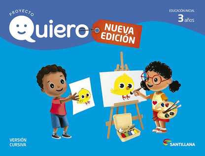 Portada de Quiero 3 años cursiva Santillana, vista plana de frente