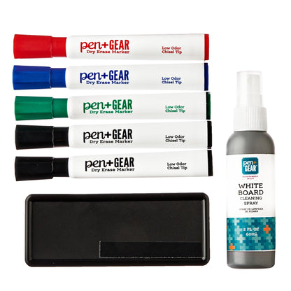 Set de 5 marcadores de punta de cincel - 1 borrador - 1 limpiador - Pen + Gear