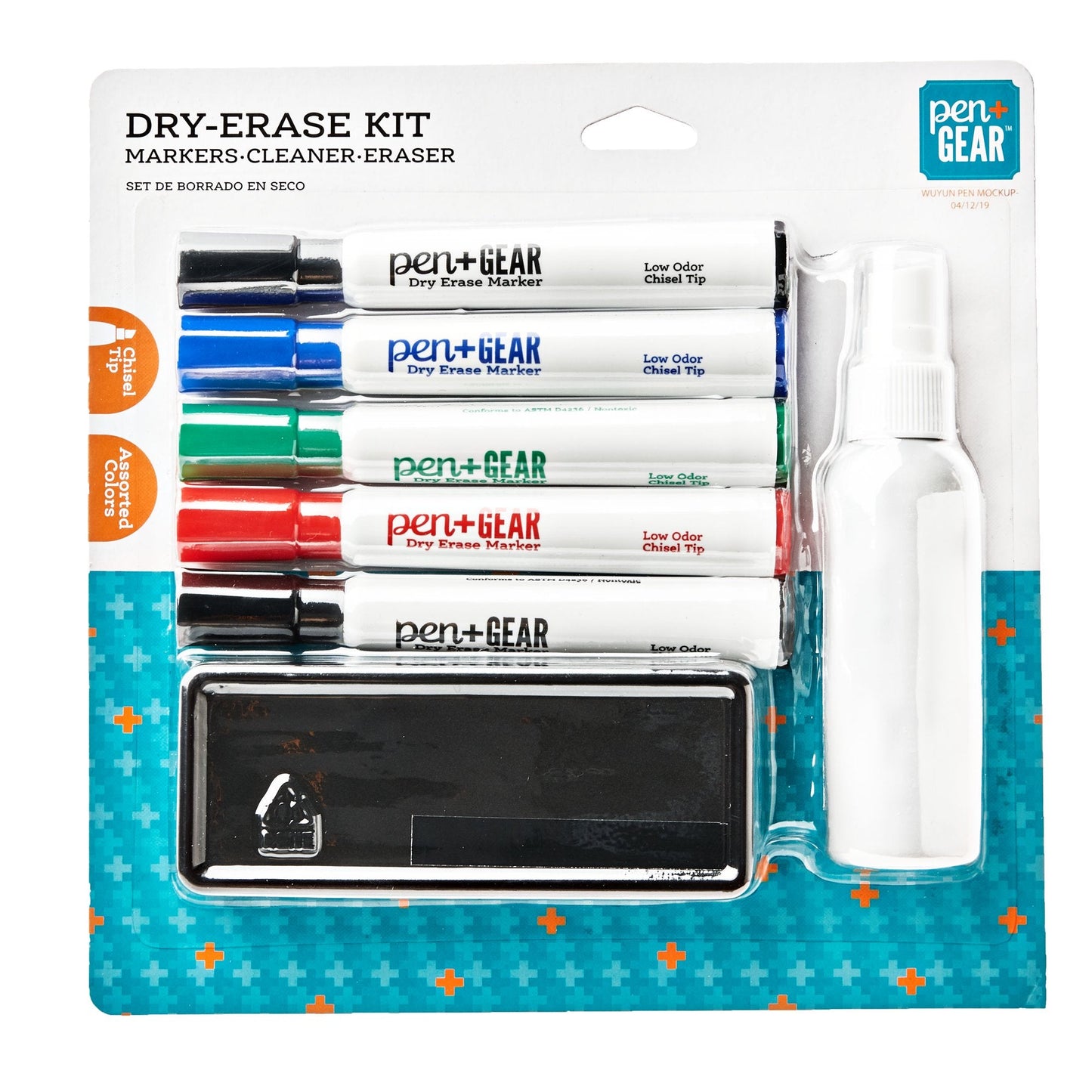 Set de 5 marcadores de punta de cincel - 1 borrador - 1 limpiador - Pen + Gear