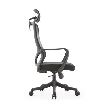 Silla ejecutiva de malla negra ajustable con cabecero y ruedas para oficina y home office - Officemate