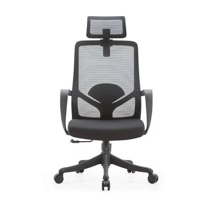 Silla ejecutiva de malla negra ajustable con cabecero y ruedas para oficina y home office - Officemate