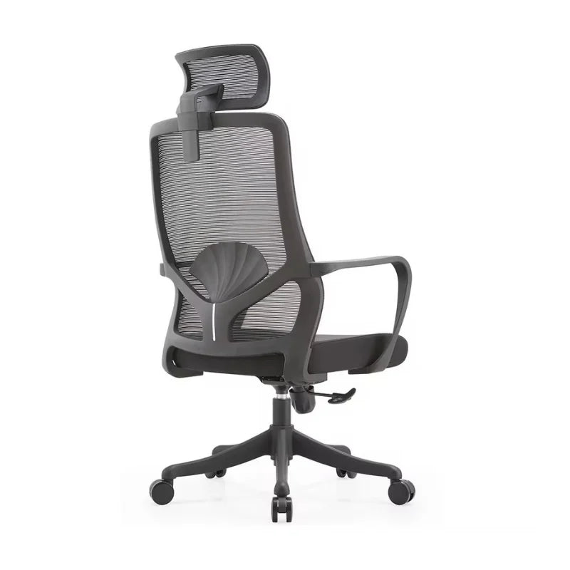 Silla ejecutiva de malla negra ajustable con cabecero y ruedas para oficina y home office - Officemate