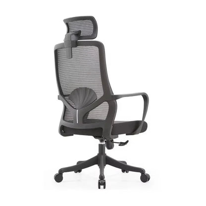 Silla ejecutiva de malla negra ajustable con cabecero y ruedas para oficina y home office - Officemate
