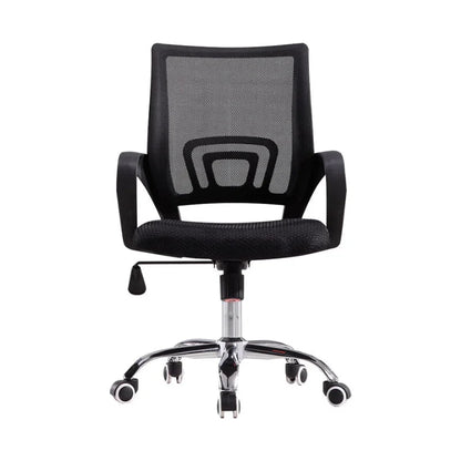 Silla secretarial Jade negra con respaldo de malla, base cromada y ruedas, altura ajustable - Officemate