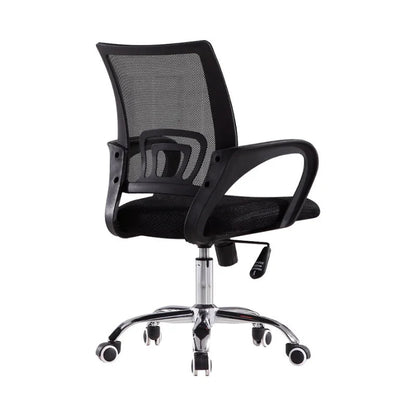 Silla secretarial Jade negra con respaldo de malla, base cromada y ruedas, altura ajustable - Officemate