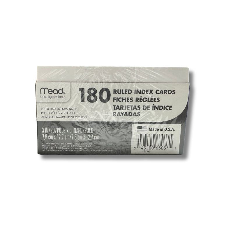 Tarjetas de notas rayadas 3 x 5 Mead. Officemate