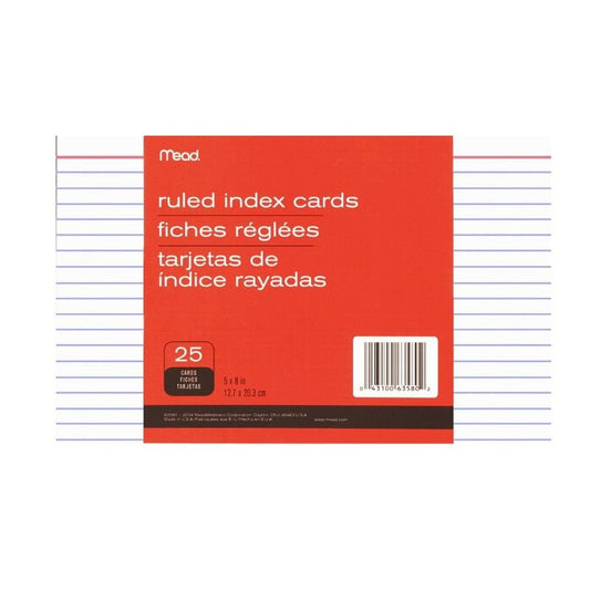 Compra Tarjetas de Notas Rayadas 5x8" - Pack de 25 - Mead por solo DOP85.99 en Officemate!