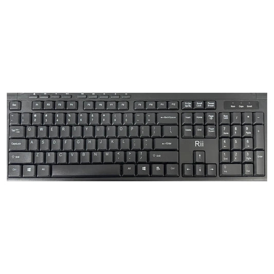 Teclado alámbrico Rii RK907 negro con teclado numérico y teclas multimedia