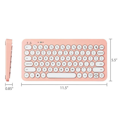Teclado inalámbrico compacto rosado con teclas blancas y receptor USB - ONN Officemate
