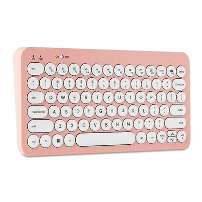 Teclado inalámbrico compacto rosado con teclas blancas y receptor USB - ONN Officemate