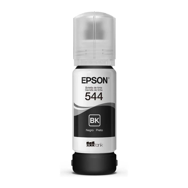 Botella de tinta Epson 544 negra original de 65 ml para impresoras EcoTank, vista frontal