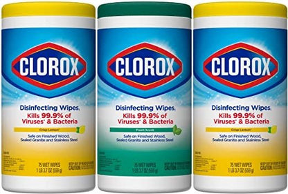 Envases de wipes desinfectantes Clorox de 85 unidades, vista frontal