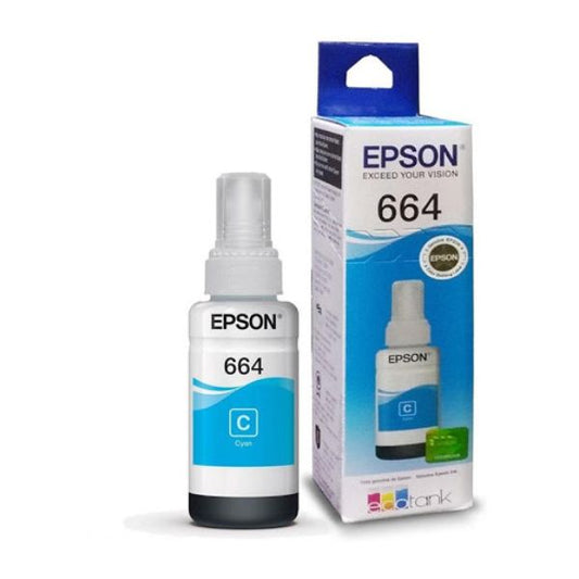 Botella de tinta Epson de 70ml Diseñadas con alta calidad para impresiones duraderas Color del producto: Cian Resultados brillantes - gran calidad para todas sus impresiones Para impresoras:  L110, L120, L200, L210, L350, L355, L555, L1300