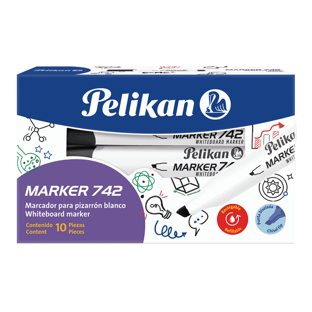 Marcadores Flash Marker 742 caja 10 piezas Negro y Azul- Pelikan