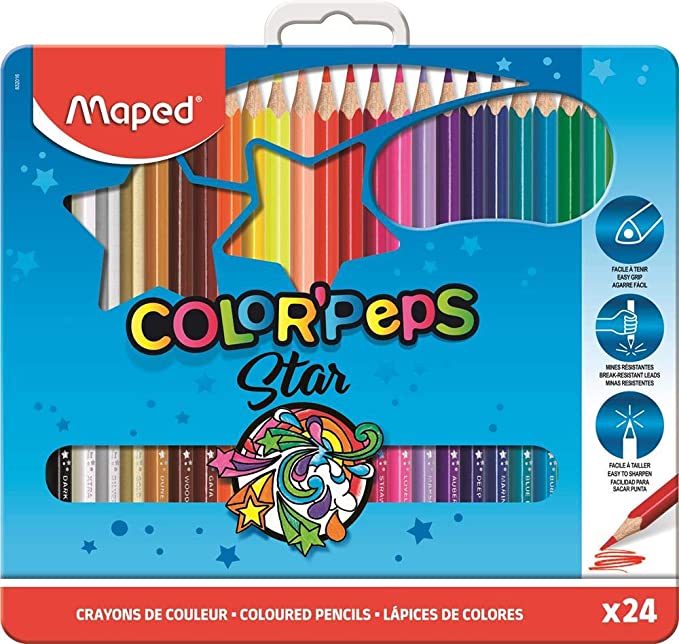 Juego de lápices de colores, Color Peps Star, 24/1, Maped