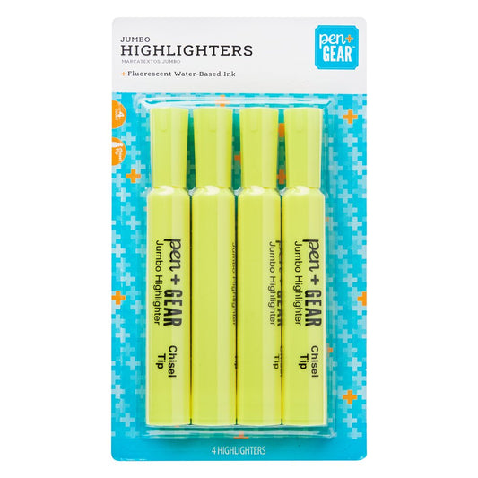 Resaltador Jumbo, amarillo fluorescente, 4 unidades, Pen + Gear