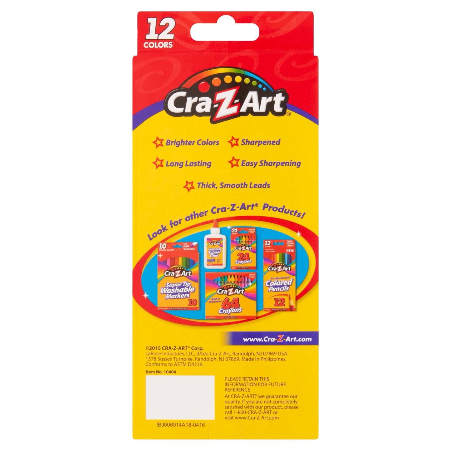 Lápices de colores - 12 unidades - Cra-Z-Art
