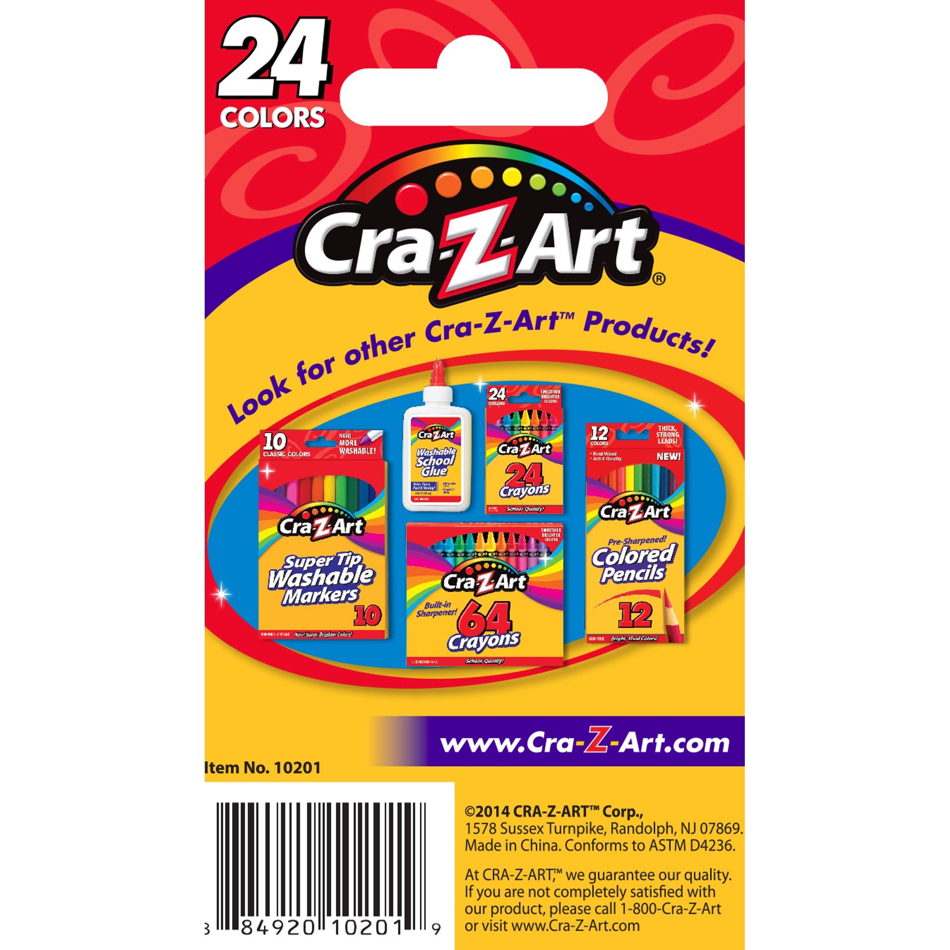 Los crayones de calidad escolar de Cra-Z-Art, 24 unidades, vienen en 24 colores diferentes para un arcoíris infinito de creatividad: ¡colores primarios y secundarios incluidos! ¡Los crayones son lisos y brillantes! Los crayones vienen afilados y listos para usar. Los crayones son de calidad escolar y tienen certificación AP no tóxicos.